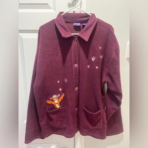 Vintage Disney Pooh Fleece Button Up‎ Jacket Size XL Tigger Maroon